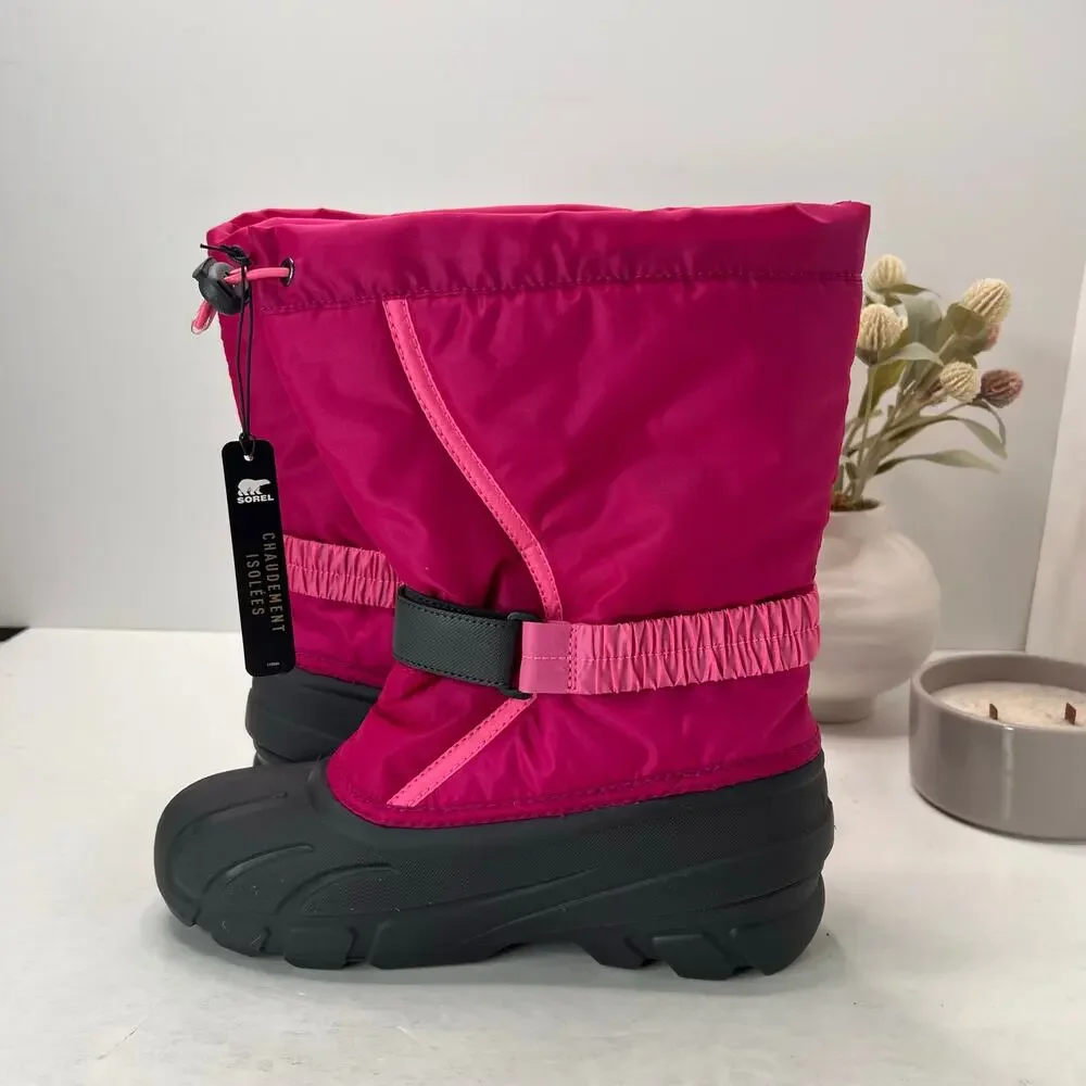 Sorel Flurry Adjustable Insulated Colorblock Boots Deep Blush NY5192-684 Girl 6